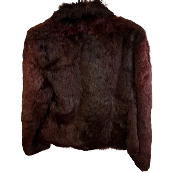 Vintage Split End Ltd 100% Rabbit Fur Coat Burgundy Size Mefium - Picture 2 of 9